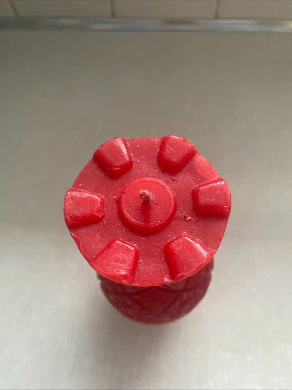 Vintage UNLIT Wax Candle Vase Shaped Red‎ Textured Patterned